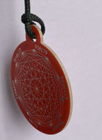 Amulett – Disc ca. 48x58 mm – Lakhovsky MWO + Dodecagram – 58 mm / zinnlegiert / rot – Produktansicht 1