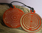 Amulett – Disc ca. 48x58 mm – Lakhovsky MWO + Dodecagram – 58 mm / zinnlegiert / rot – Produktansicht 1