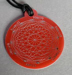 Amulett – Disc ca. 48x58 mm – Lakhovsky MWO + Dodecagram – 58 mm / zinnlegiert / rot – Produktansicht 1