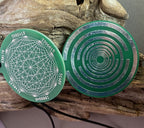 Amulett – Disc ca. 48x58 mm – Lakhovsky MWO + Dodecagram – 58 mm / zinnlegiert / grün – Produktansicht 1