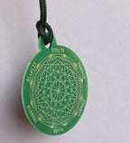 Amulett – Disc ca. 48x58 mm – Lakhovsky MWO + Dodecagram – 58 mm / zinnlegiert / grün – Produktansicht 1