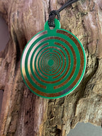 Amulett – Disc ca. 48x58 mm – Lakhovsky MWO + Dodecagram – 58 mm / zinnlegiert / grün – Produktansicht 1