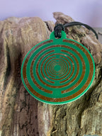 Amulett – Disc ca. 48x58 mm – Lakhovsky MWO + Dodecagram – 58 mm / zinnlegiert / grün – Produktansicht 1