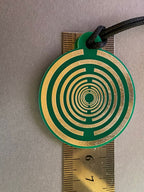 Amulett – Disc ca. 48x58 mm – Lakhovsky MWO + Dodecagram – 58 mm / zinnlegiert / grün – Produktansicht 1