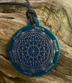 Amulett – Disc ca. 48x58 mm – Lakhovsky MWO + Dodecagram – 58 mm / zinnlegiert / blau – Produktansicht 1