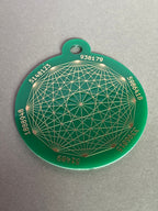 Amulett – Disc ca. 48x58 mm – Lakhovsky MWO + Dodecagram – 58 mm / goldlegiert / grün – Produktansicht 1