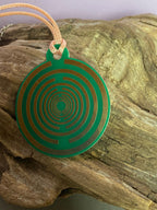 Amulett – Disc ca. 48x58 mm – Lakhovsky MWO + Dodecagram – 58 mm / goldlegiert / grün – Produktansicht 1