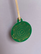 Amulett – Disc ca. 48x58 mm – Lakhovsky MWO + Dodecagram – 58 mm / goldlegiert / grün – Produktansicht 1