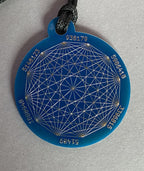 Amulett – Disc ca. 48x58 mm – Lakhovsky MWO + Dodecagram – 58 mm / zinnlegiert / blau – Produktansicht 1
