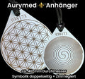 Anhänger Blume des Lebens – Bifilar Spule, ultraweis, ca. 40 mm x 48 mm, zinnlegiert – Produktansicht 1