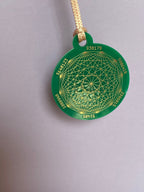 Amulett – Disc ca. 48x58 mm – Lakhovsky MWO + Dodecagram – 58 mm / goldlegiert / grün – Produktansicht 1