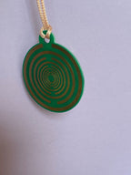 Amulett – Disc ca. 48x58 mm – Lakhovsky MWO + Dodecagram – 58 mm / goldlegiert / grün – Produktansicht 1