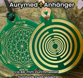 Amulett – Disc ca. 48x58 mm – Lakhovsky MWO + Dodecagram – 58 mm / goldlegiert / grün – Produktansicht 1