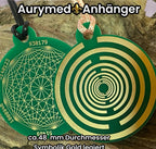 Amulett – Disc ca. 48x58 mm – Lakhovsky MWO + Dodecagram – 58 mm / goldlegiert / grün – Produktansicht 1