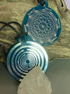 Amulett – Disc ca. 48x58 mm – Lakhovsky MWO + Dodecagram – 58 mm / zinnlegiert / blau – Produktansicht 1