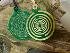 Amulett – Disc ca. 48x58 mm – Lakhovsky MWO + Dodecagram – 58 mm / goldlegiert / grün – Produktansicht 1