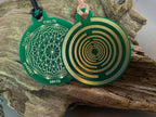 Amulett – Disc ca. 48x58 mm – Lakhovsky MWO + Dodecagram – 58 mm / goldlegiert / grün – Produktansicht 1