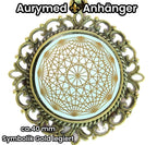 Amulett – Dodecagram als weisser 25 mm Coin – Dodecagram – 25 mm / goldlegiert / Fassung bronzefarben – Produktansicht 1