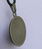 Amulett – bronzefarben, Metatron, Disc in weis 25 mm, goldlegiert, kupferunterlegt – Produktansicht 1