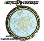 Amulett – bronzefarben, Metatron, Disc in weis 25 mm, goldlegiert, kupferunterlegt – Produktansicht 1