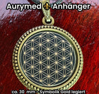 Amulett – Blume des Lebens – 25 mm / goldlegiert / schwarz – Produktansicht 1