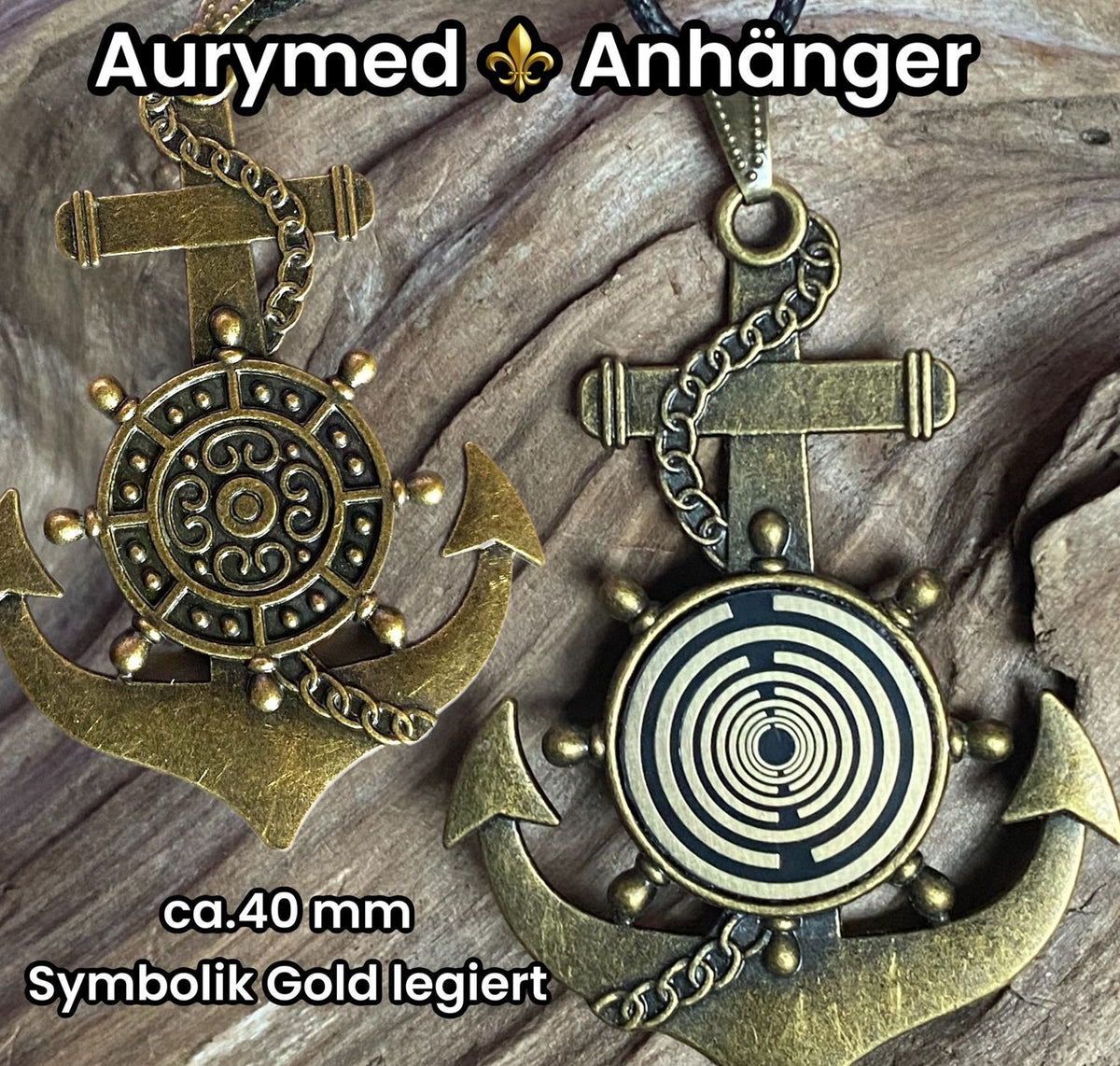 Anhänger – Anker, bronzefarben, goldlegiert – Produktansicht 1