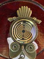 Amulett – Krafttier Eule – Lakhovsky MWO – goldlegiert / nachtschwarz – Produktansicht 1