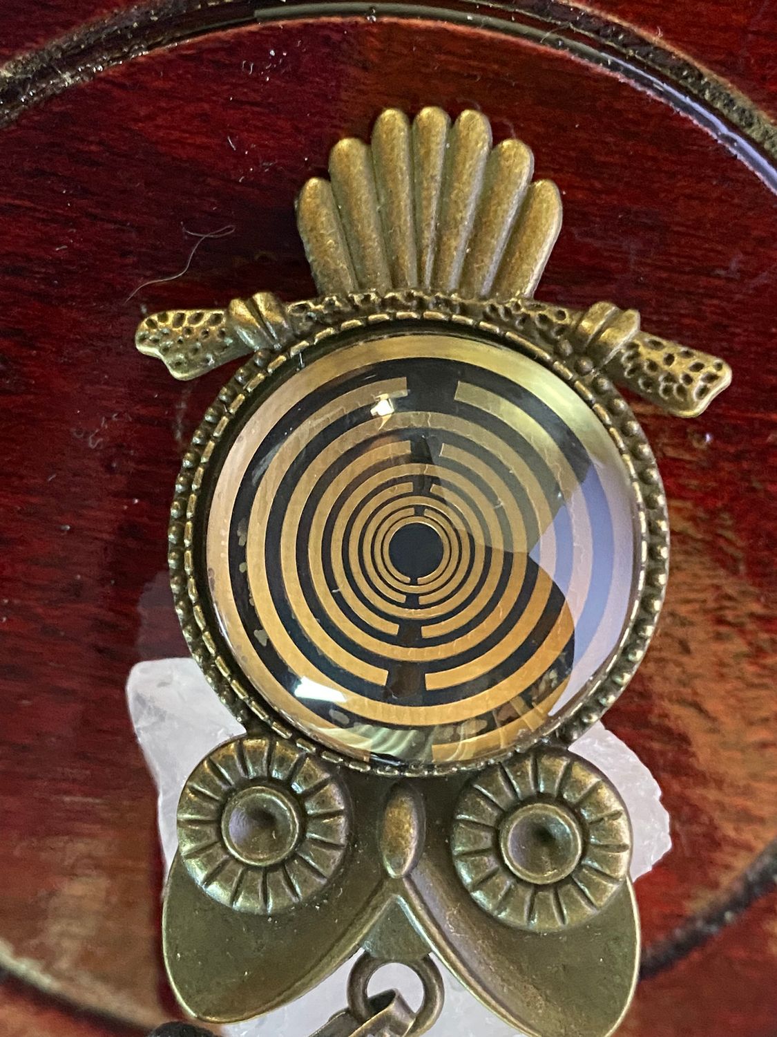 Amulett – Krafttier Eule – Lakhovsky MWO – goldlegiert / nachtschwarz – Produktansicht 1