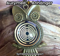 Amulett – Krafttier Eule – Lakhovsky MWO – goldlegiert / nachtschwarz – Produktansicht 1