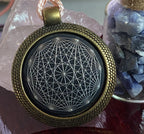 Amulett – Dodecagram als schwarzer 25 mm Coin – Dodecagram – 25 mm / zinnlegiert / Fassung bronzefarben – Produktansicht 1