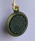 Amulett – Dodecagram als schwarzer 25 mm Coin – Dodecagram – 25 mm / zinnlegiert / Fassung bronzefarben – Produktansicht 1