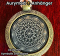 Amulett – Dodecagram als schwarzer 25 mm Coin – Dodecagram – 25 mm / zinnlegiert / Fassung bronzefarben – Produktansicht 1