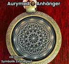 Amulett – Dodecagram als schwarzer 25 mm Coin – Dodecagram – 25 mm / zinnlegiert / Fassung bronzefarben – Produktansicht 1