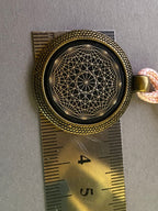 Amulett – Dodecagram als schwarzer 25 mm Coin – Dodecagram – 25 mm / zinnlegiert / Fassung bronzefarben – Produktansicht 1