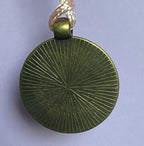 Amulett – Dodecagram als schwarzer 25 mm Coin – Dodecagram – 25 mm / zinnlegiert / Fassung bronzefarben – Produktansicht 1