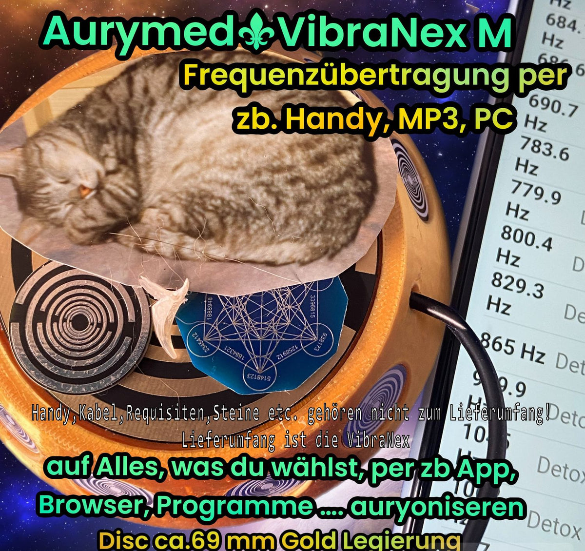 69 mm VibraNex UFO – silk golden, Oberflächenplatte goldlegiert – Produktansicht 1