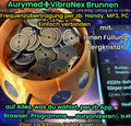 69 mm VibraNex Brunnen – silk golden, Oberflächenplatte goldlegiert, Füllung Bergkristall – Produktansicht 1