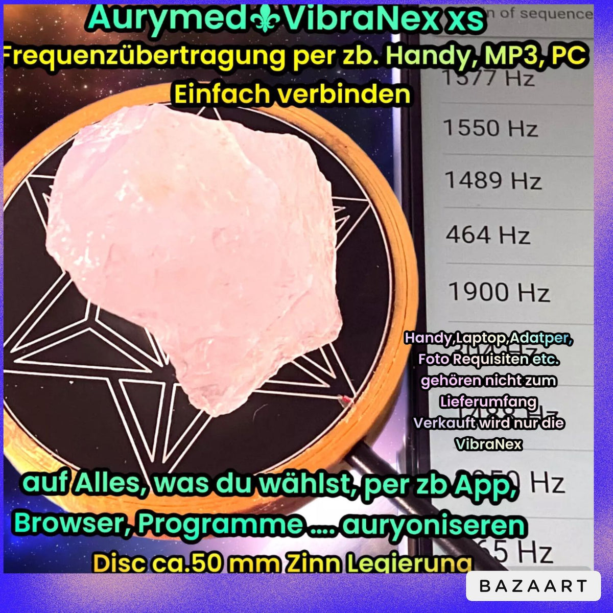 50 mm VibraNex flach – silk golden, Oberflächenplatte zinnlegiert – Produktansicht 1