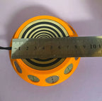 69 mm VibraNex UFO – orange, Oberflächenplatte goldlegiert, Füllung Bergkristall & Turmalin – Produktansicht 1