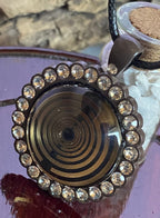 Amulett – Lakhovsky MWO – 25 mm / goldlegiert / Fassung braune – Produktansicht 1