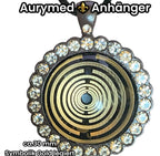 Amulett – Lakhovsky MWO – 25 mm / goldlegiert / Fassung braune – Produktansicht 1