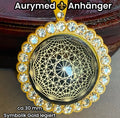 Amulett – glamour – Dodecagram – 25 mm / goldlegiert / Fassung sonnengelbe – Produktansicht 1