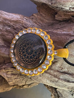 Amulett – glamour – Dodecagram – 25 mm / goldlegiert / Fassung sonnengelbe – Produktansicht 1
