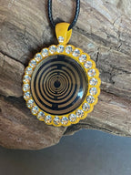 Amulett – Glamour – Lakhovsky MWO – 25 mm / goldlegiert / Fassung gelbe – Produktansicht 1