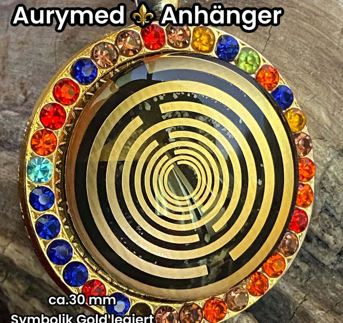 Amulett – Glamour – Lakhovsky MWO – 25 mm / goldlegiert / nachtschwarz – Produktansicht 1