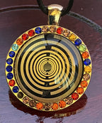 Amulett – Glamour – Lakhovsky MWO – 25 mm / goldlegiert / nachtschwarz – Produktansicht 1