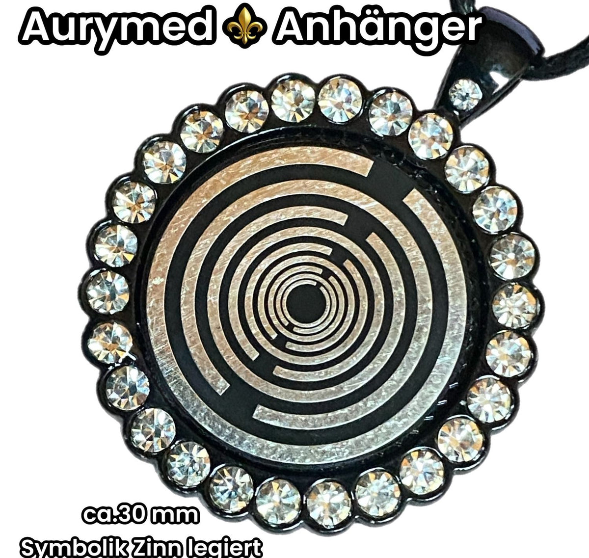 Amulett – Glamour – Lakhovsky MWO – 25 mm / zinnlegiert / Fassung schwarze – Produktansicht 1