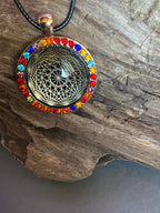 Amulett – Glamour – Dodecagram – 25 mm / goldlegiert / Fassung golfarbende – Produktansicht 1