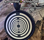Amulett – schwarz, Lakhovsky MWO, Disc in schwarz, 25 mm, zinnlegiert, kupferunterlegt – Produktansicht 1