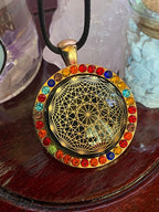 Amulett – Glamour – Dodecagram – 25 mm / goldlegiert / Fassung golfarbende – Produktansicht 1